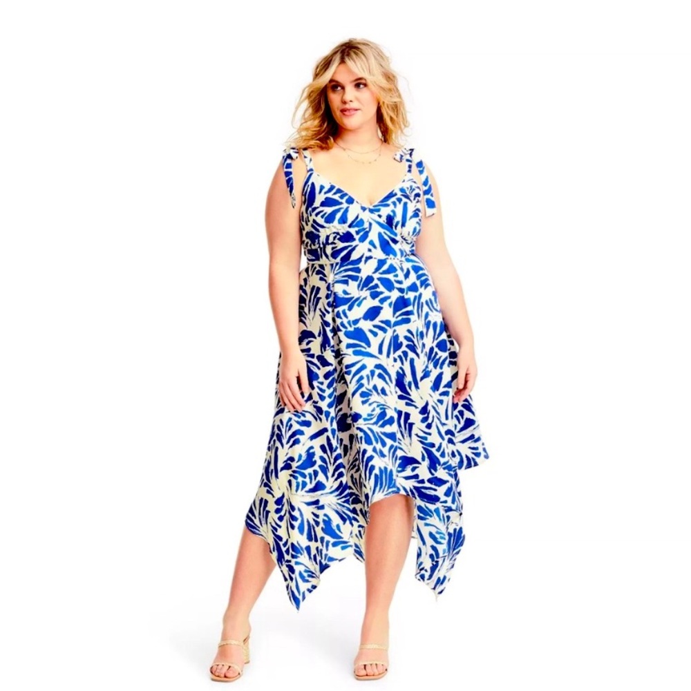 Alexis x Target Botanical Blue Satin Dress - Size 1X